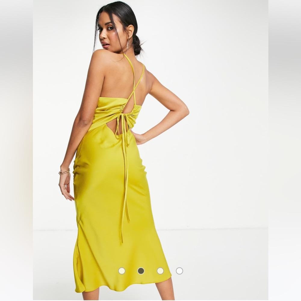 ASOS Satin Midi Dress in Olive